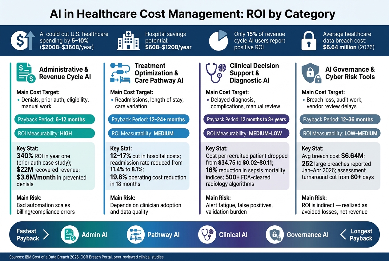 AI in Healthcare: ROI by Category  -  Payback, Savings & Risk