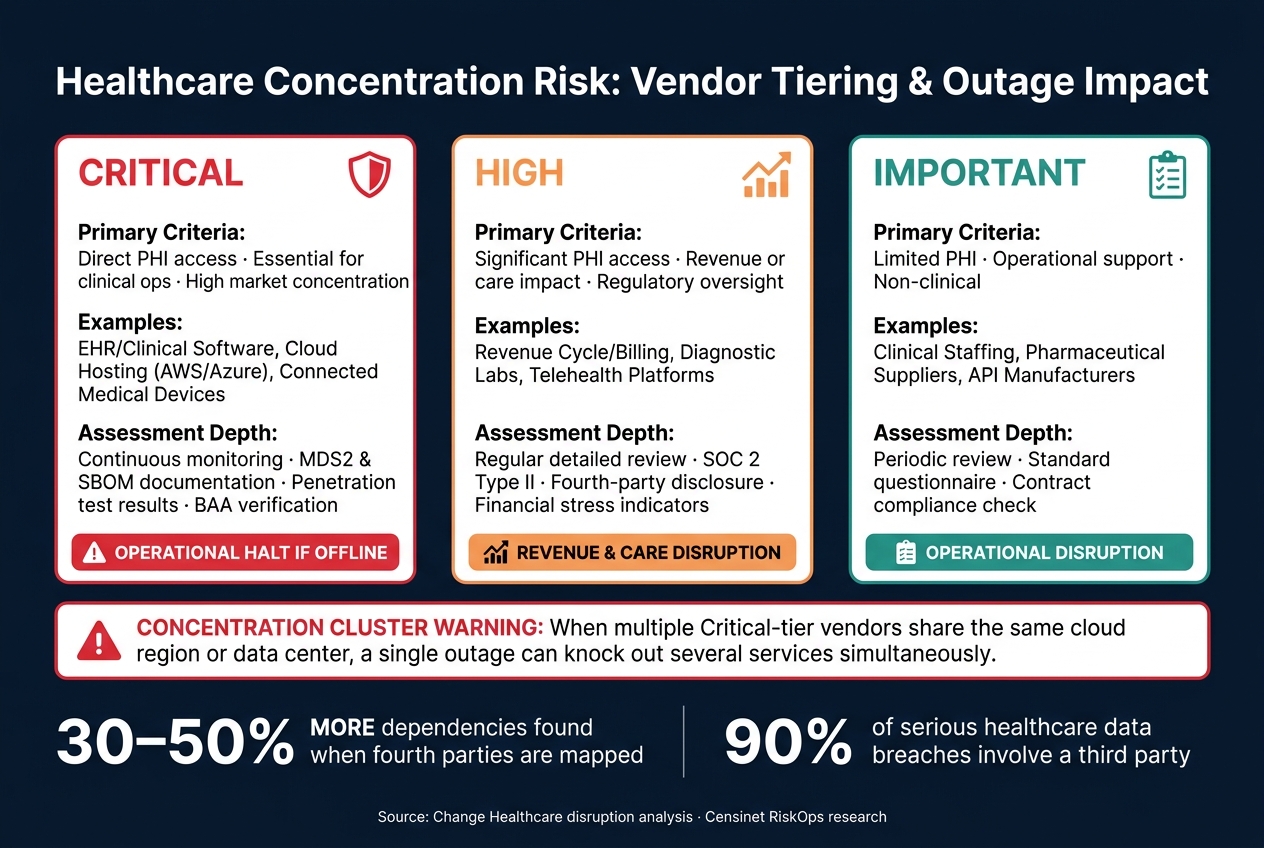 Healthcare Concentration Risk: Critical Vendor Tiers & Outage Impact