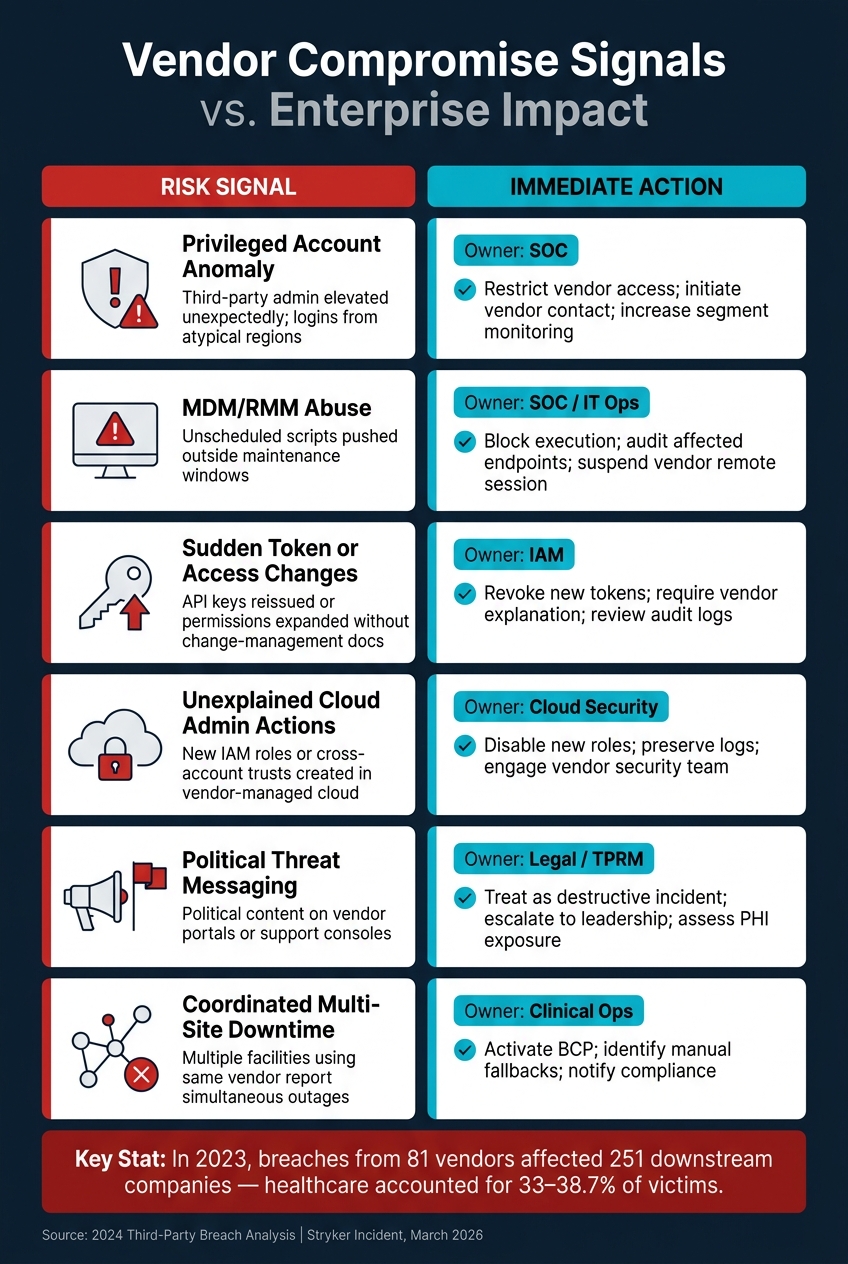 Vendor Compromise Signals vs. Enterprise Impact: Healthcare Supply Chain Cyber Risks