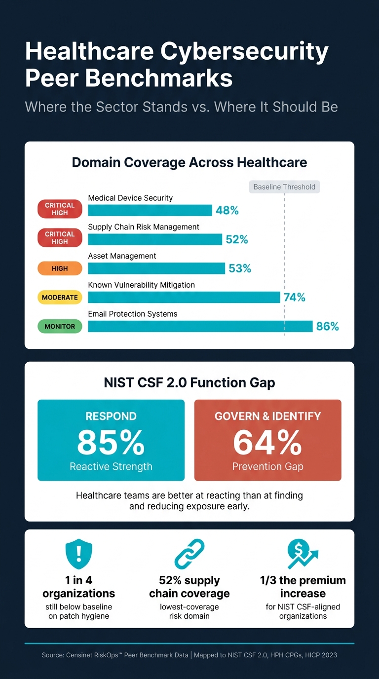 Healthcare Cybersecurity Peer Benchmarks: Coverage Gaps by Domain