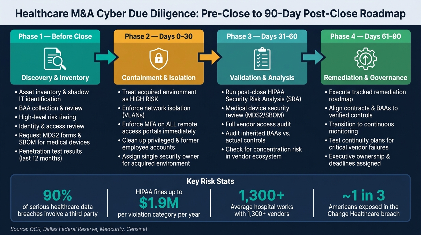 M&A Cyber Due Diligence: Pre-Close to 90-Day Post-Close Action Plan