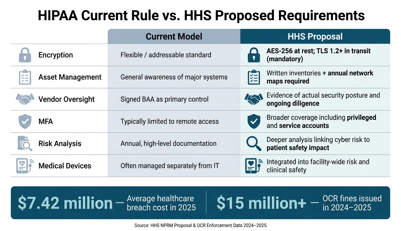 HIPAA Current Rule vs. HHS Proposed Requirements: Key Control Areas