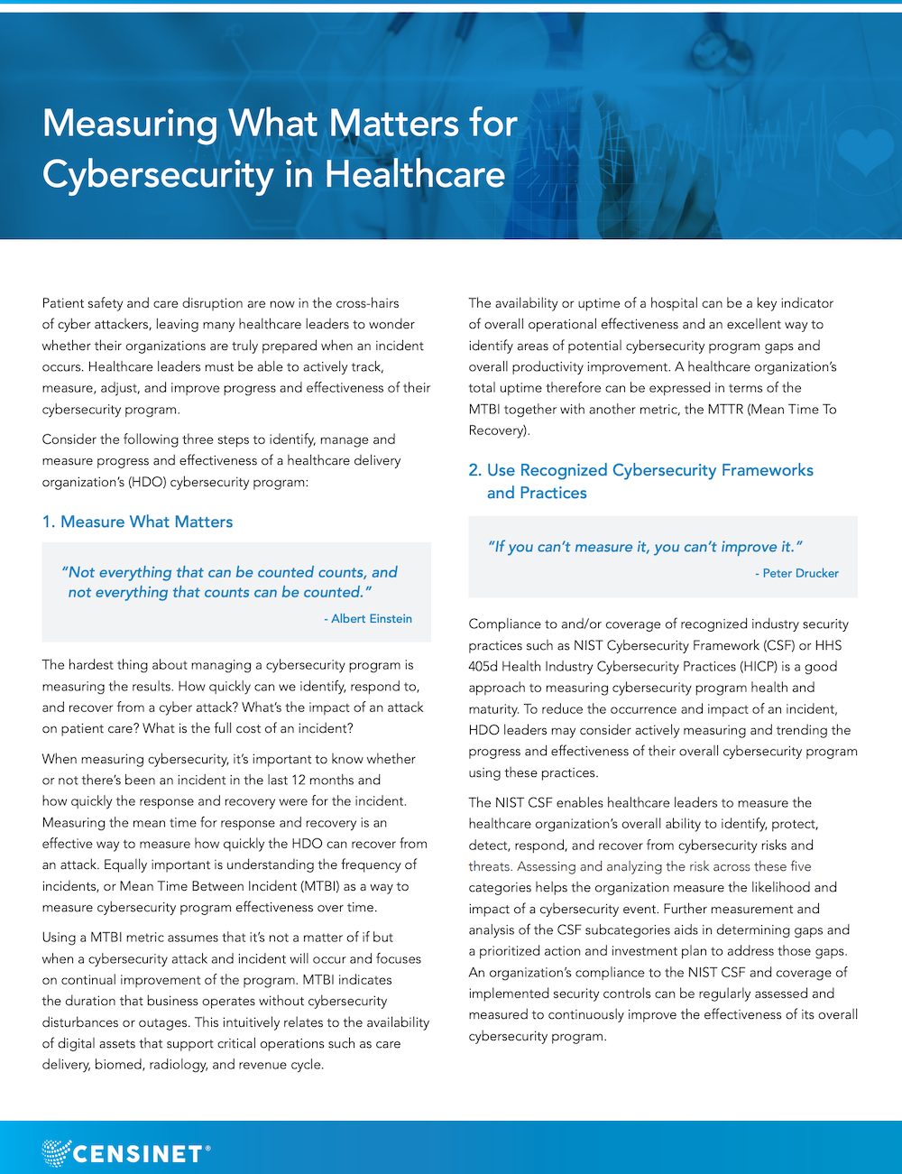 Measuring What Matters for Cybersecurity in Healthcare Cover