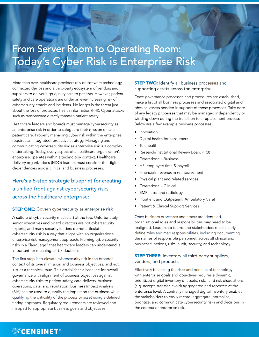 From Server Room to Operating Room - Today's Cyber Risk is Enterprise Risk Cover