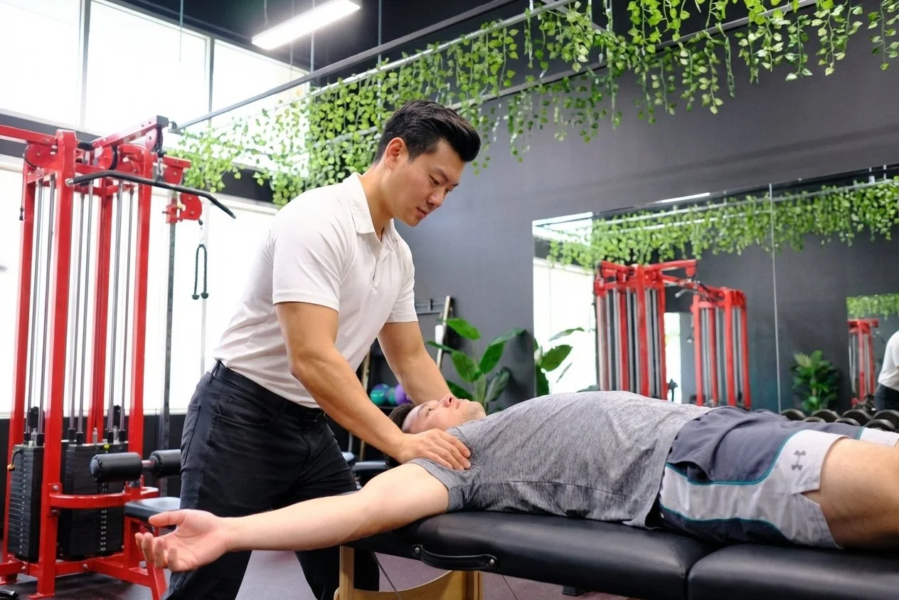Patient working with a provider at a physical therapy clinic in Sunrise, FL receiving personalized manual therapy treatment