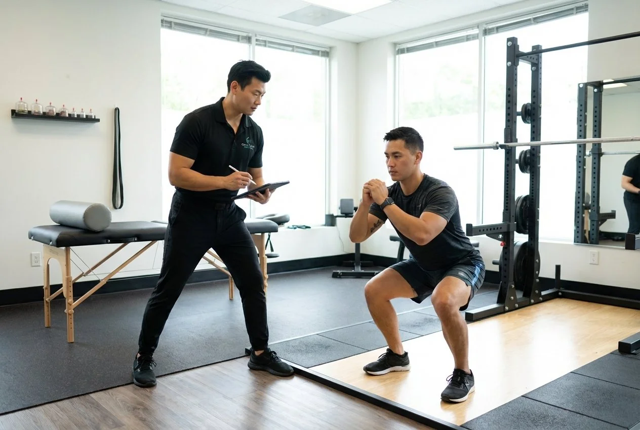 Patient working with a provider at a physical therapy clinic in Sunrise during a personalized movement assessment