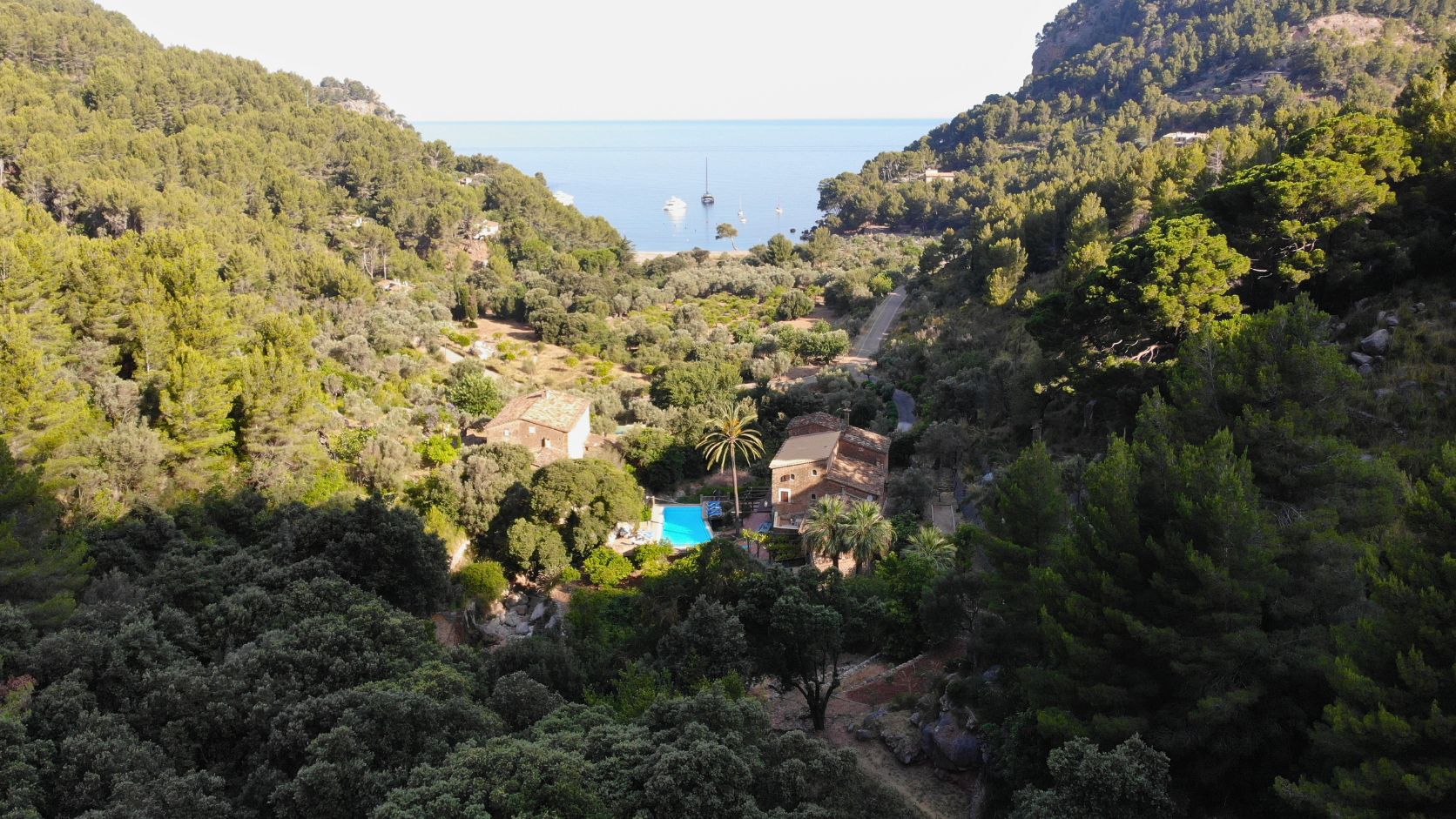 The Tramuntana Mountains rising above Finca Higo, Mallorca