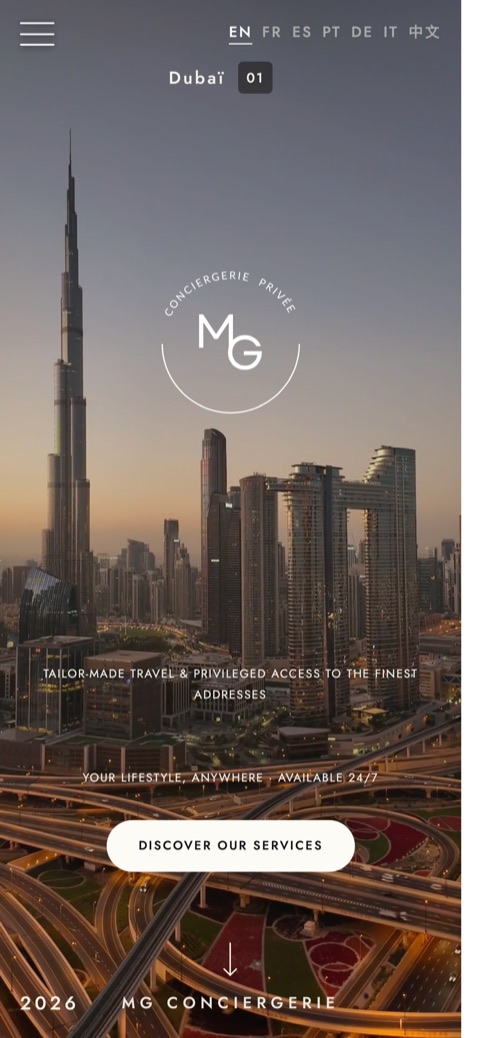Site MG Conciergerie Privée sur téléphone