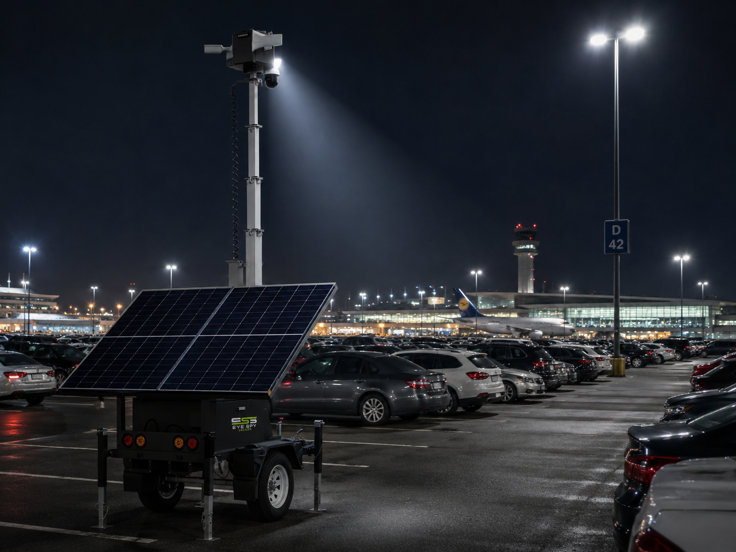 Surveillance trailer at a parking lot