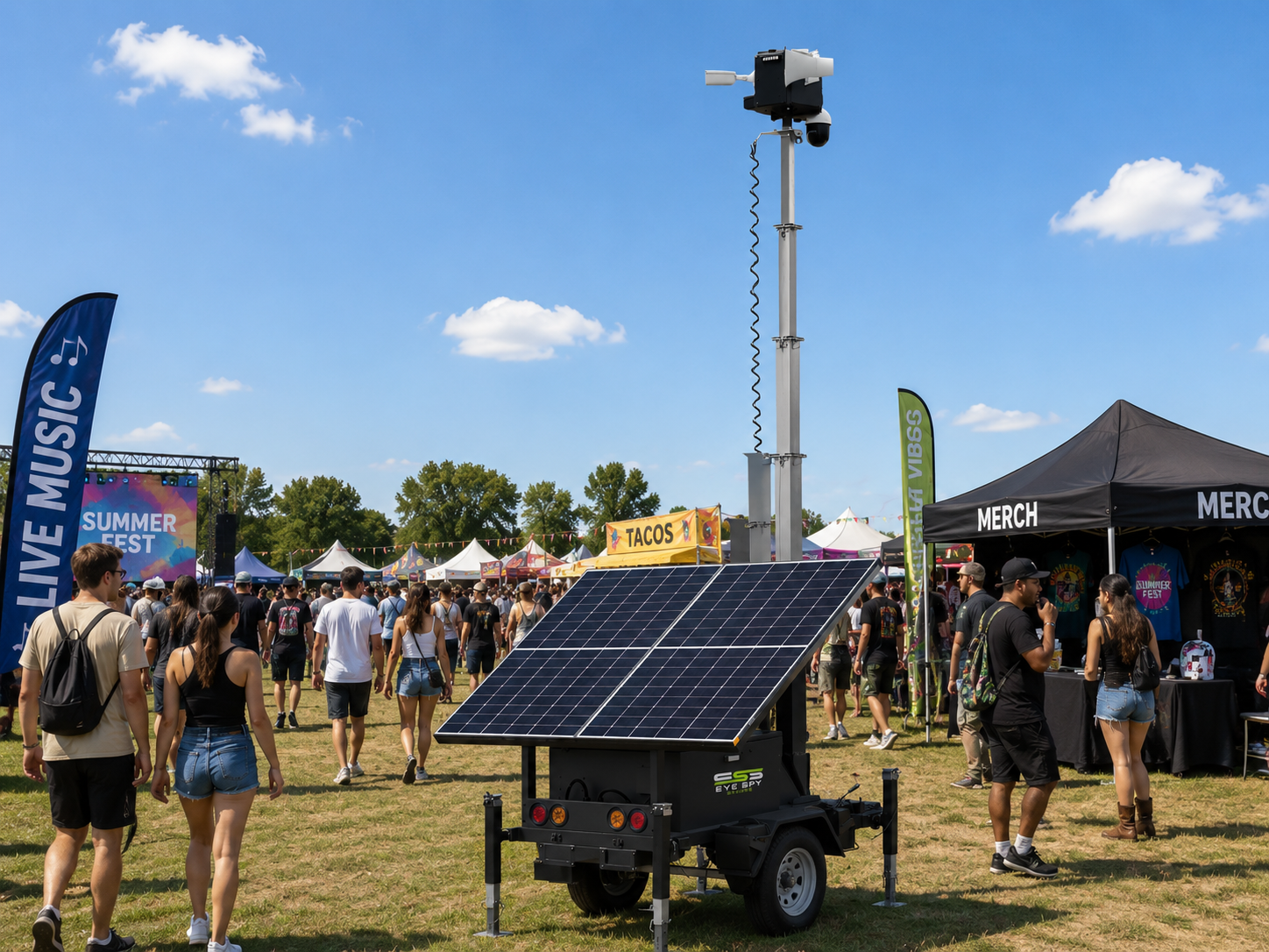 Surveillance trailer at an outdoor event