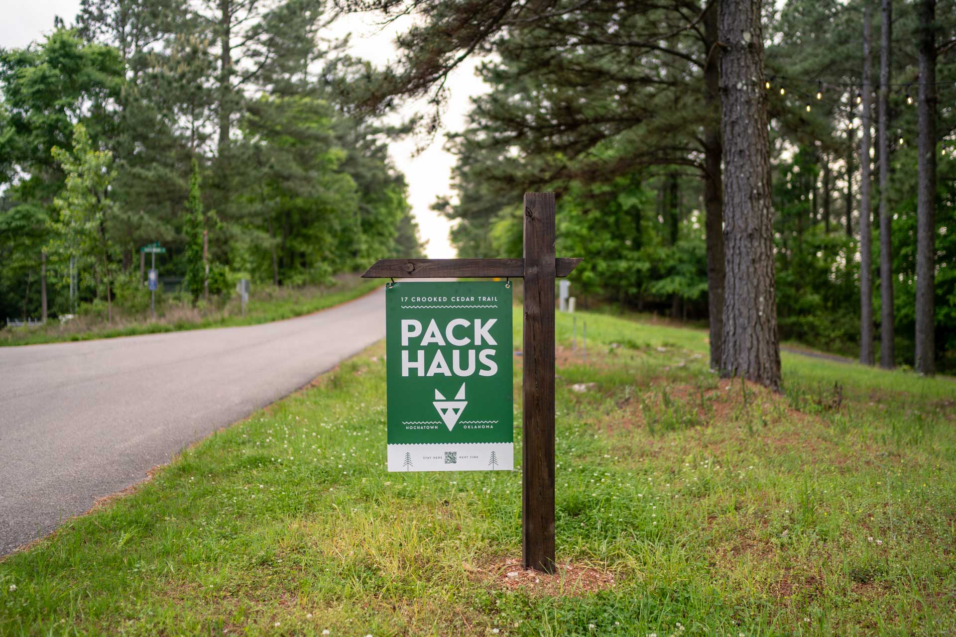 Look for our sign as you pull up to the property at the corner of Crooked Cedar Trl and Pine Hills Rd