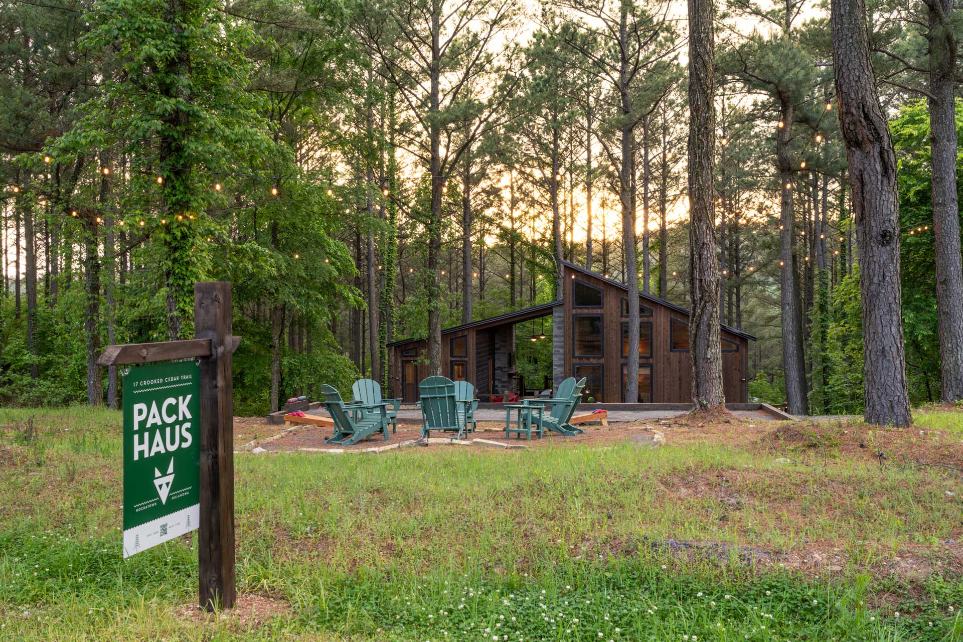 Look for the Pack Haus sign as you drive up. We have a comfortable seating area in the front with a bocce ball court and corn hole for some fun competition.