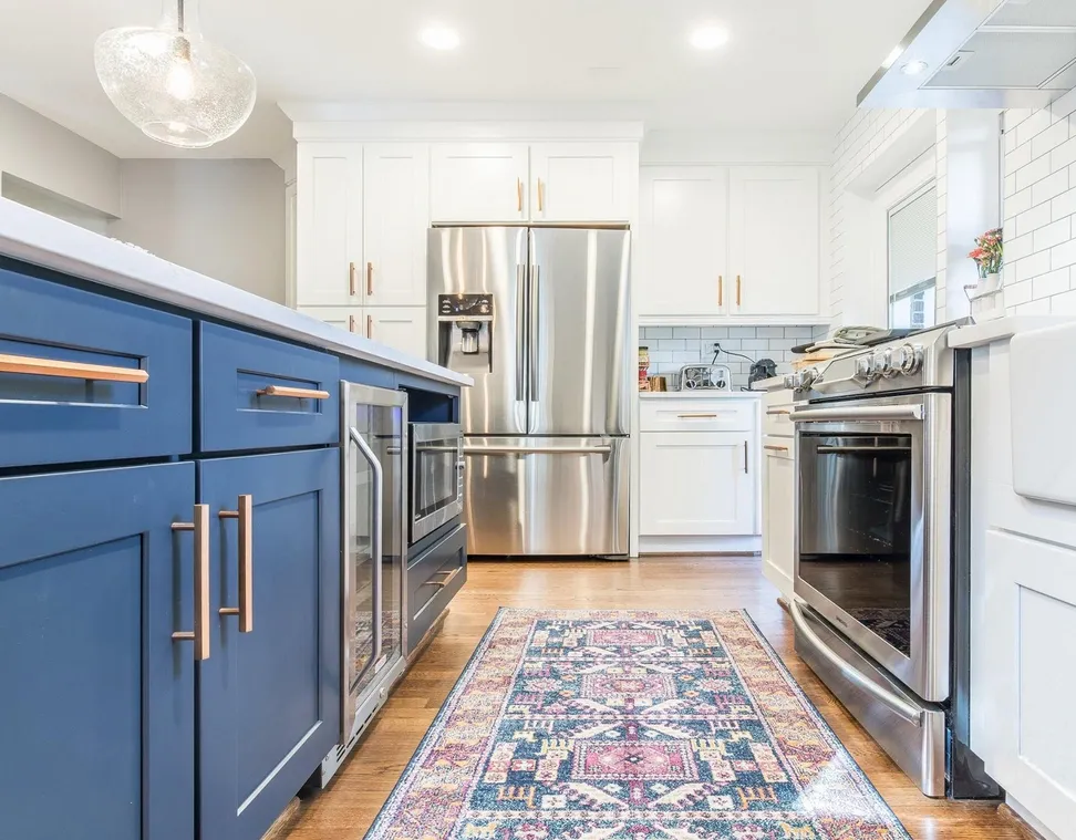 White and Blue Kitchen Cabinetry