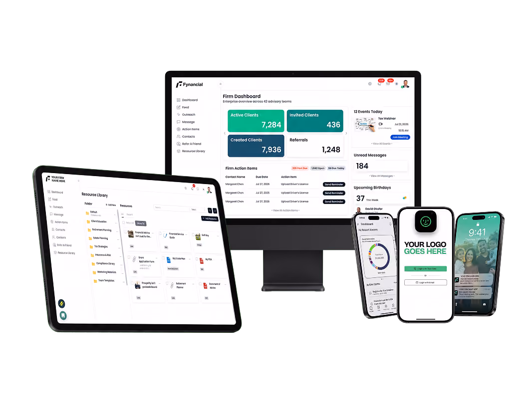 Fynancial firm dashboard and client apps for enterprise RIAs