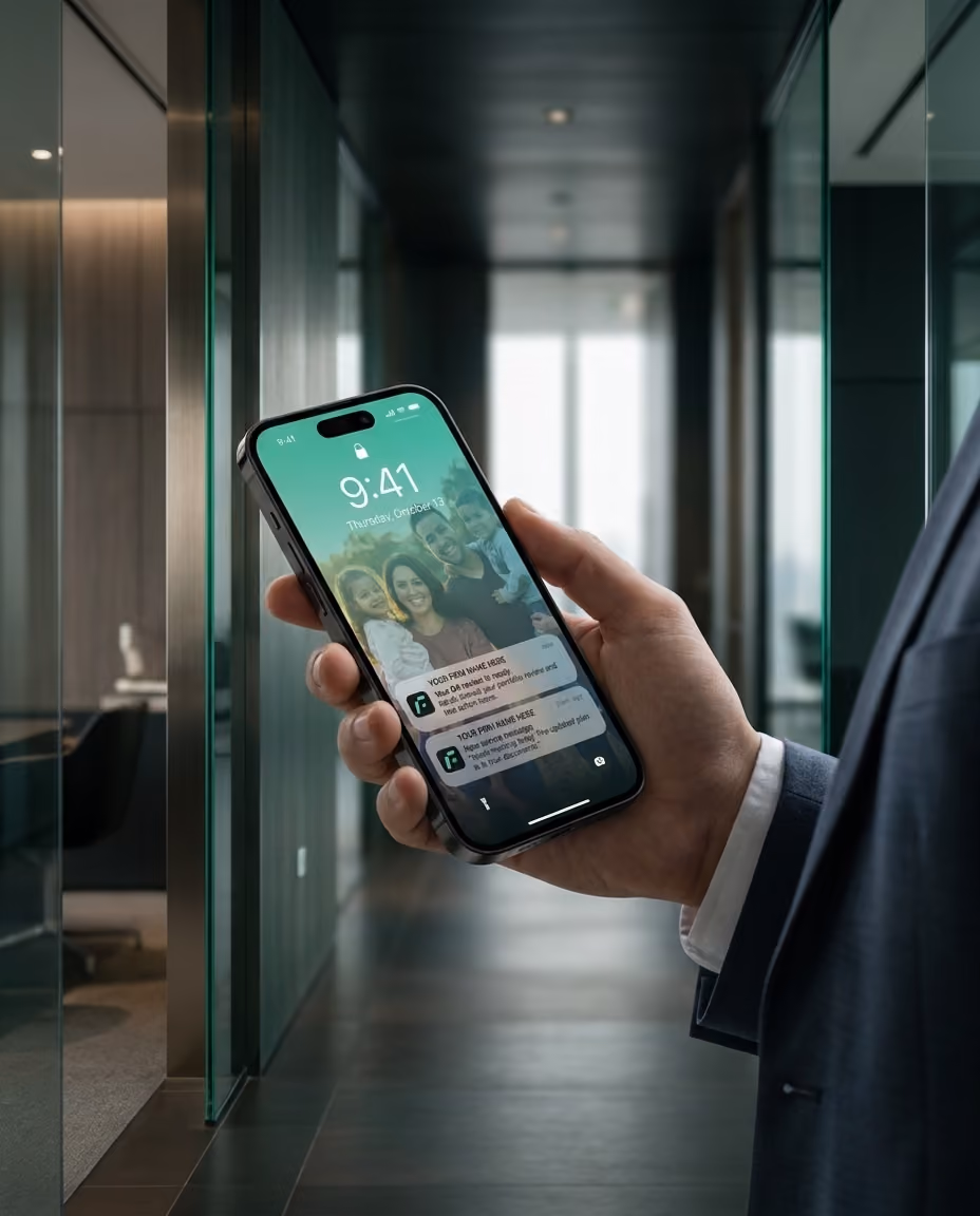 A client opening a notification in the branded app