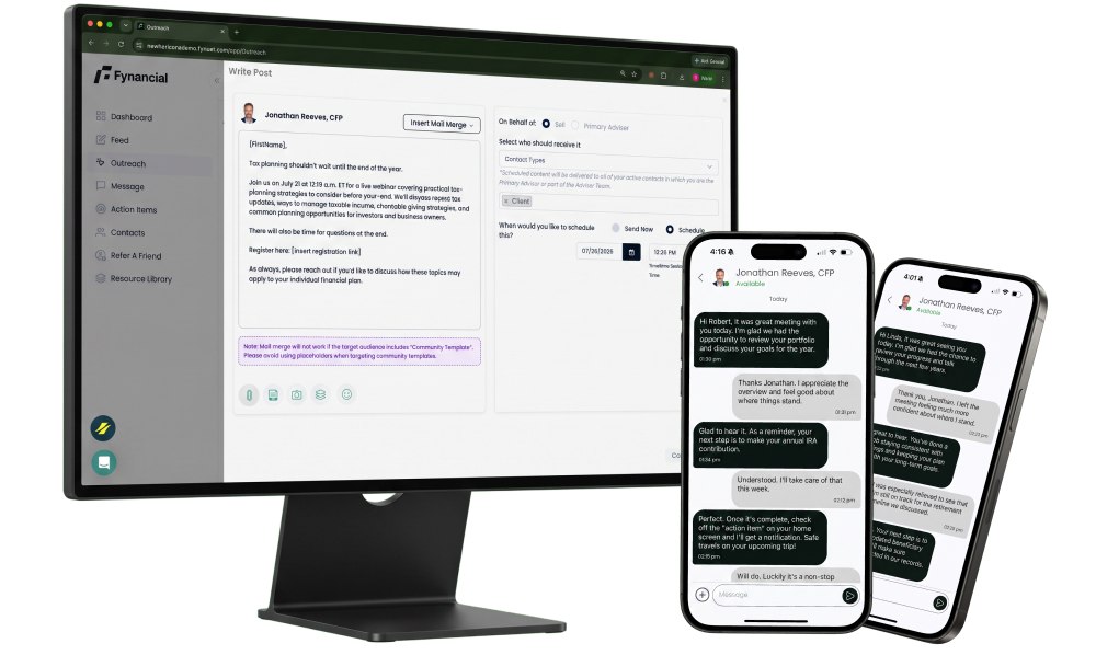 Fynancial branded mobile app for client communication