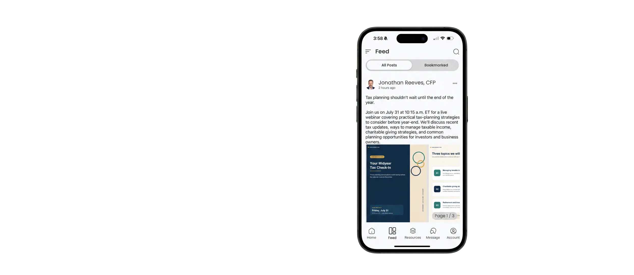 Branded client app showing an article in the client content feed