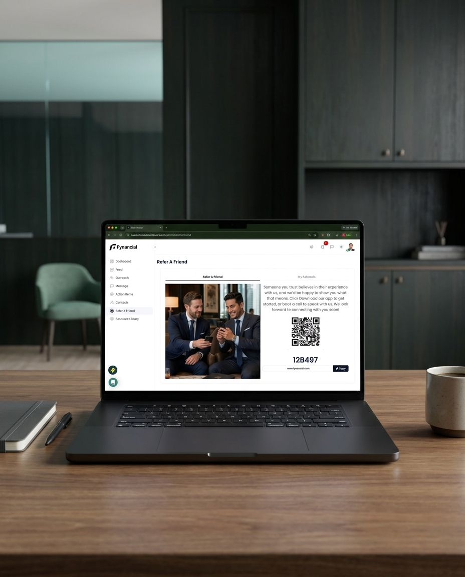 The Fynancial advisor portal open on a laptop