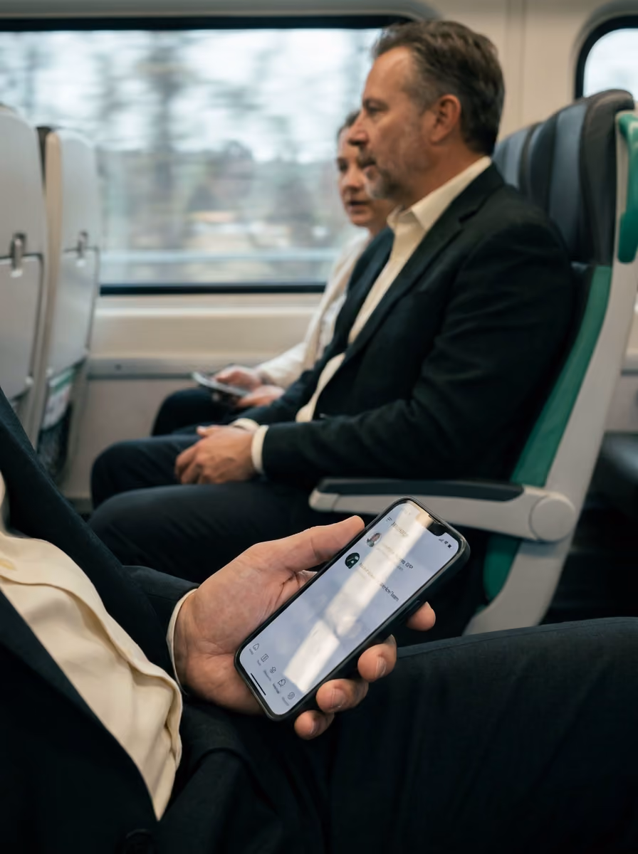 An advisor reviewing information on a tablet