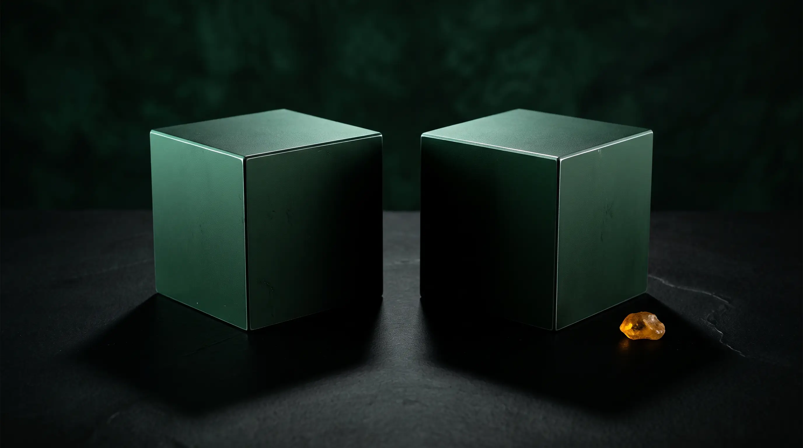 Two identical cubes, one visibly heavier