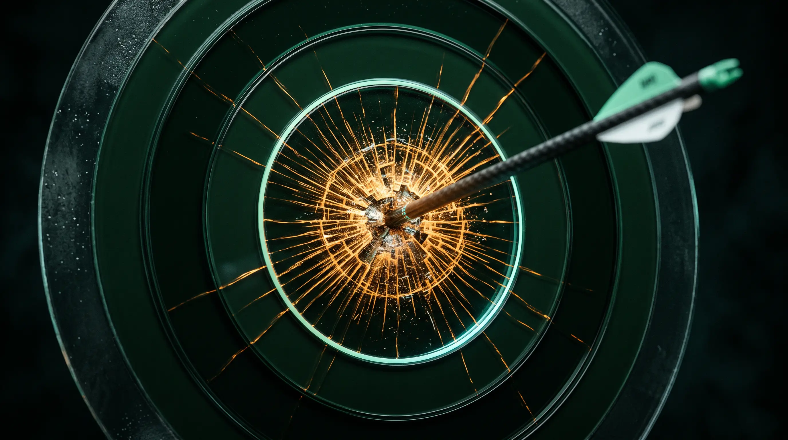 A single arrow dead center in a glass target