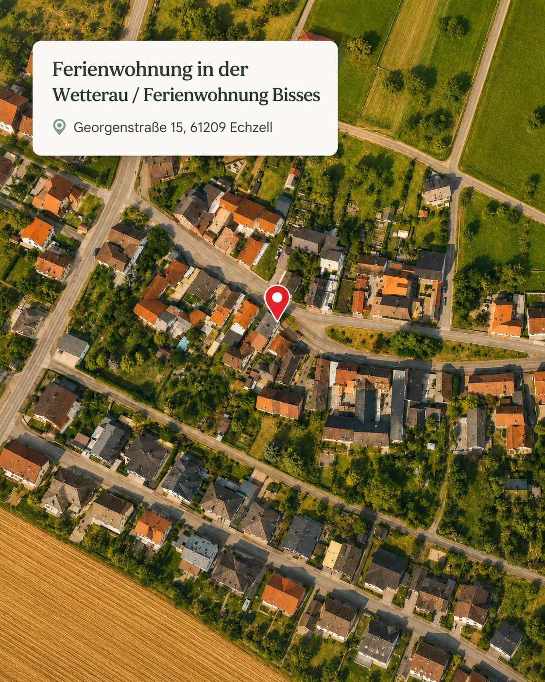 Luftbild einer Wohnsiedlung in der Wetterau, Hessen