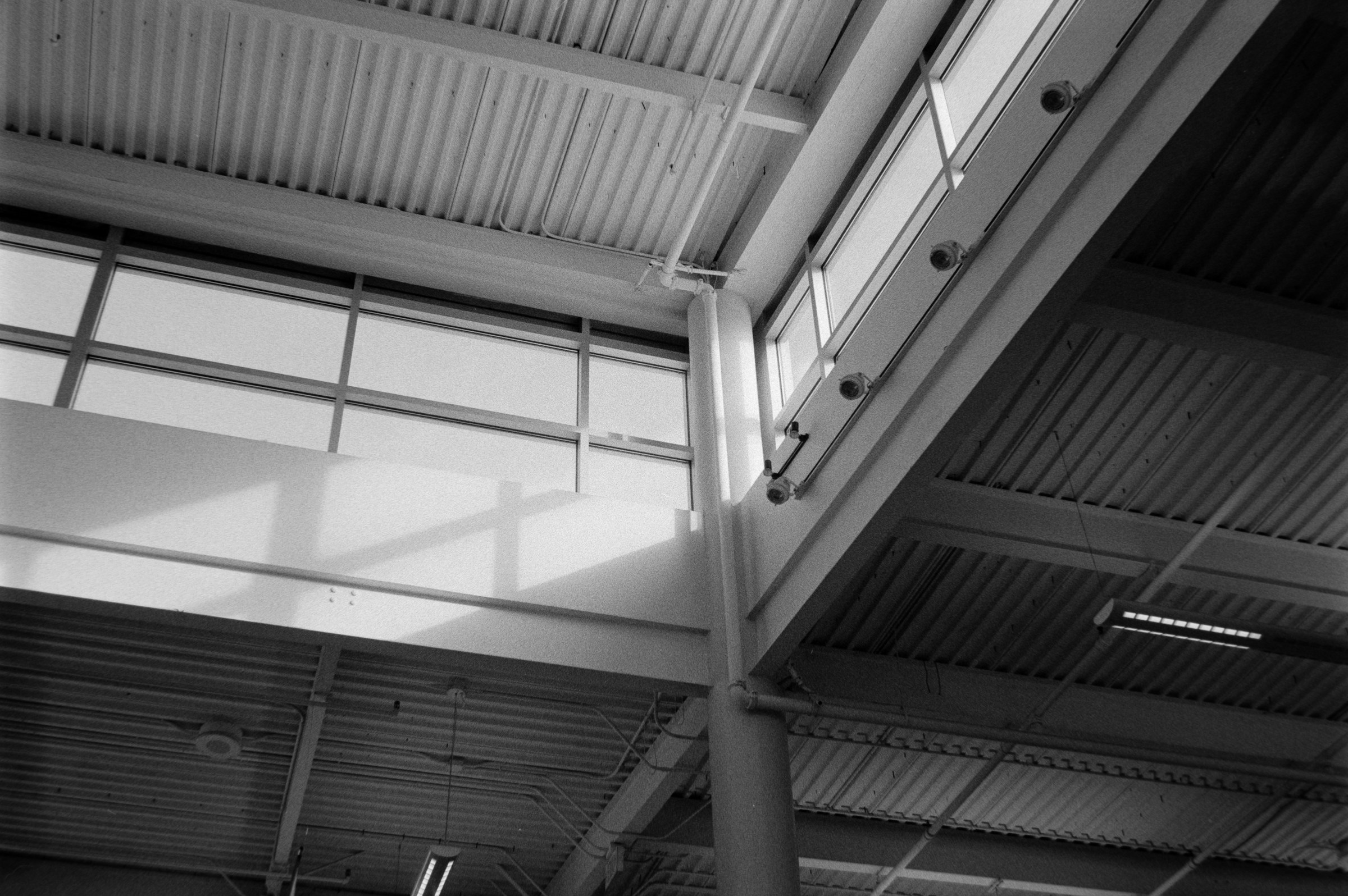 Commercial warehouse interior protected by intrusion detection systems