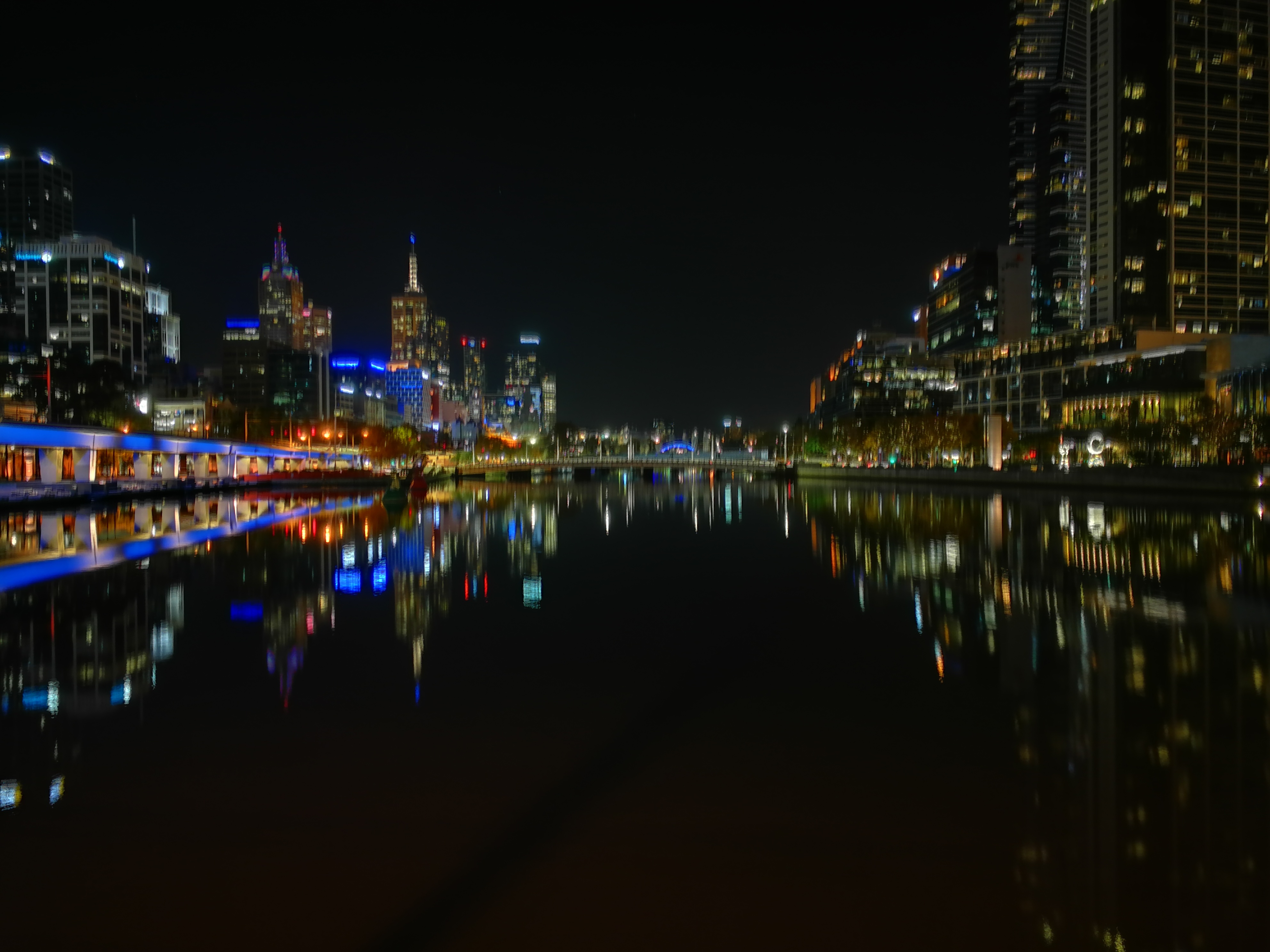 Melbourne harbour at night