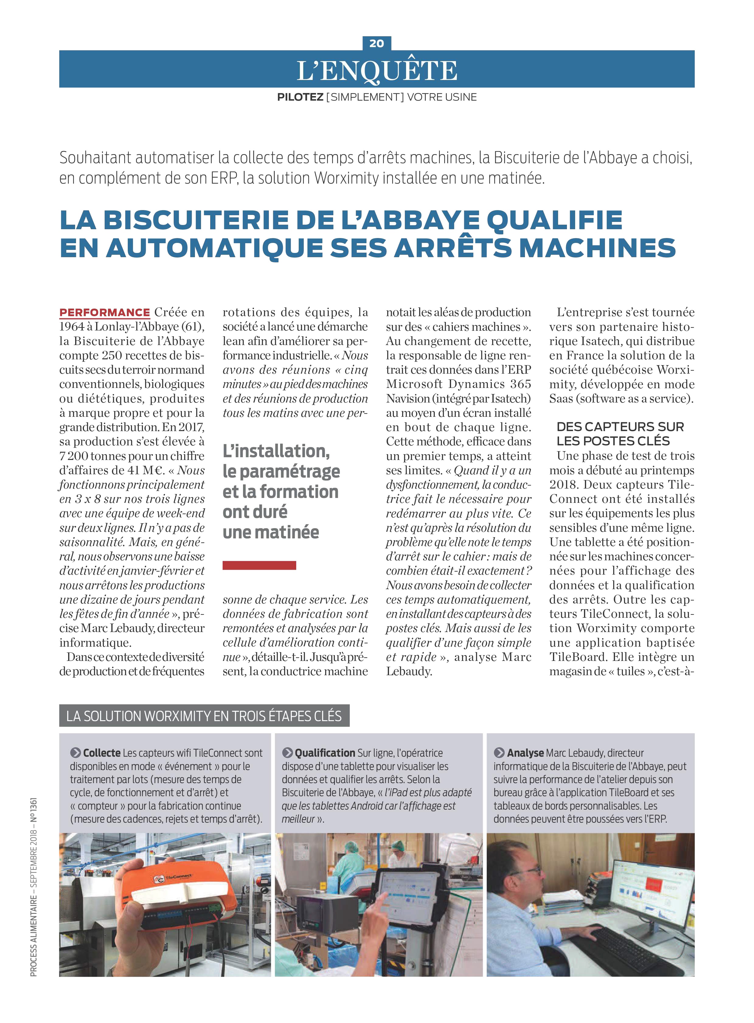 Excerpt - Process Alimentaire - Sept 2018 - Isatech IOT - Worximity - Biscuiterie de l'Abbaye 1