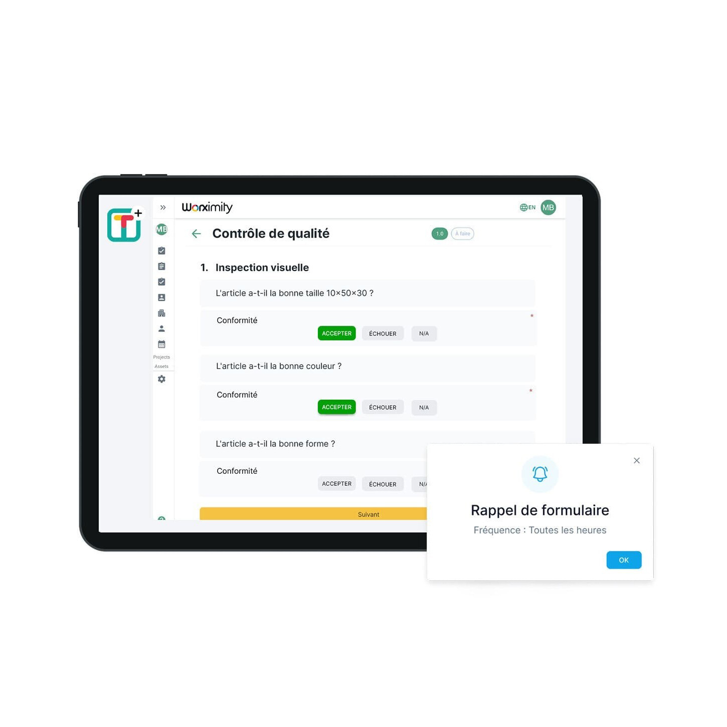 Worximity tableau de bord du module formulaires