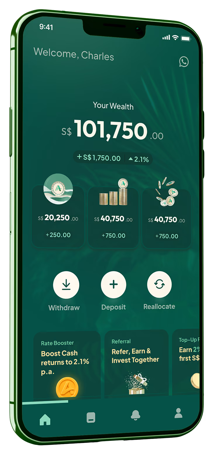3D smartphone mockup showing Arki mobile app financial planning and goal setting dashboard.