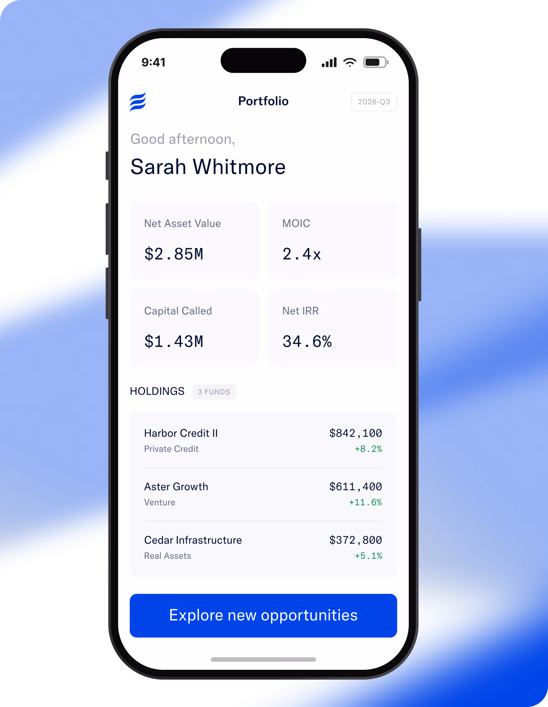 Helm private markets operating platform dashboard