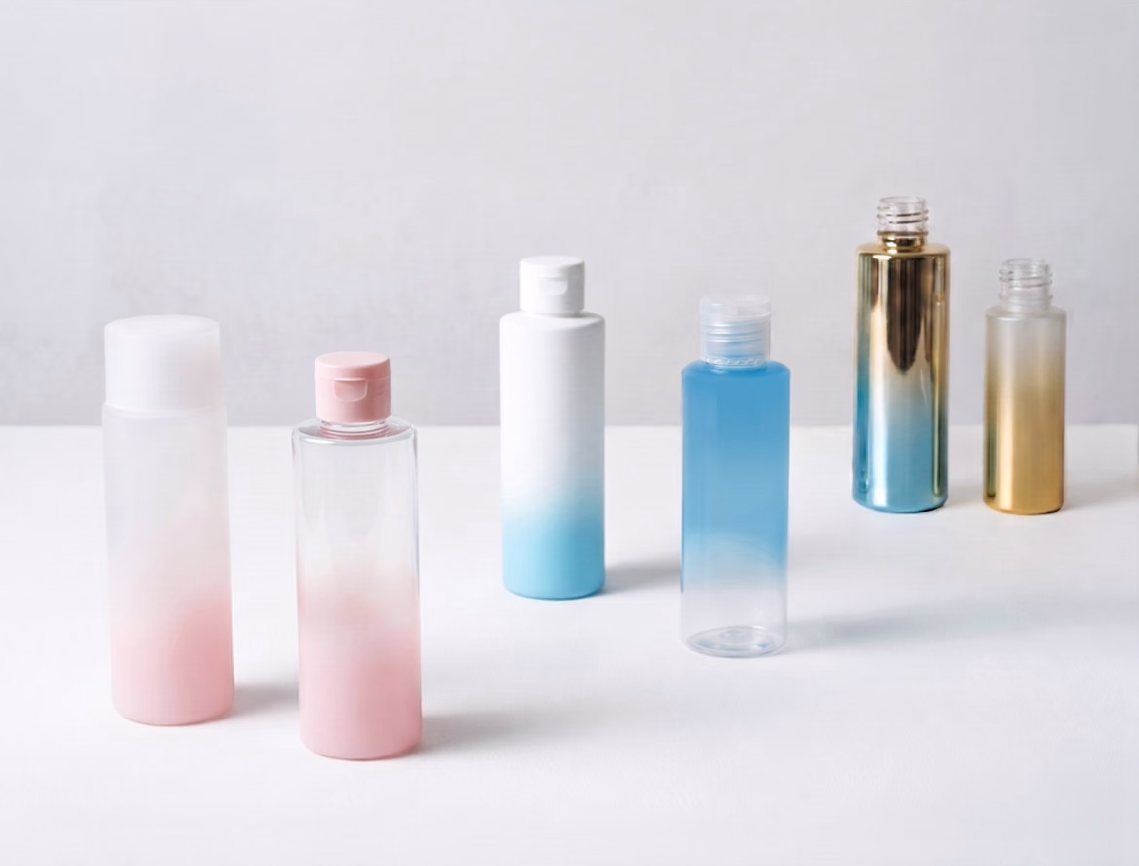 PET bottles, PP bottles, and PE bottles for clean beauty