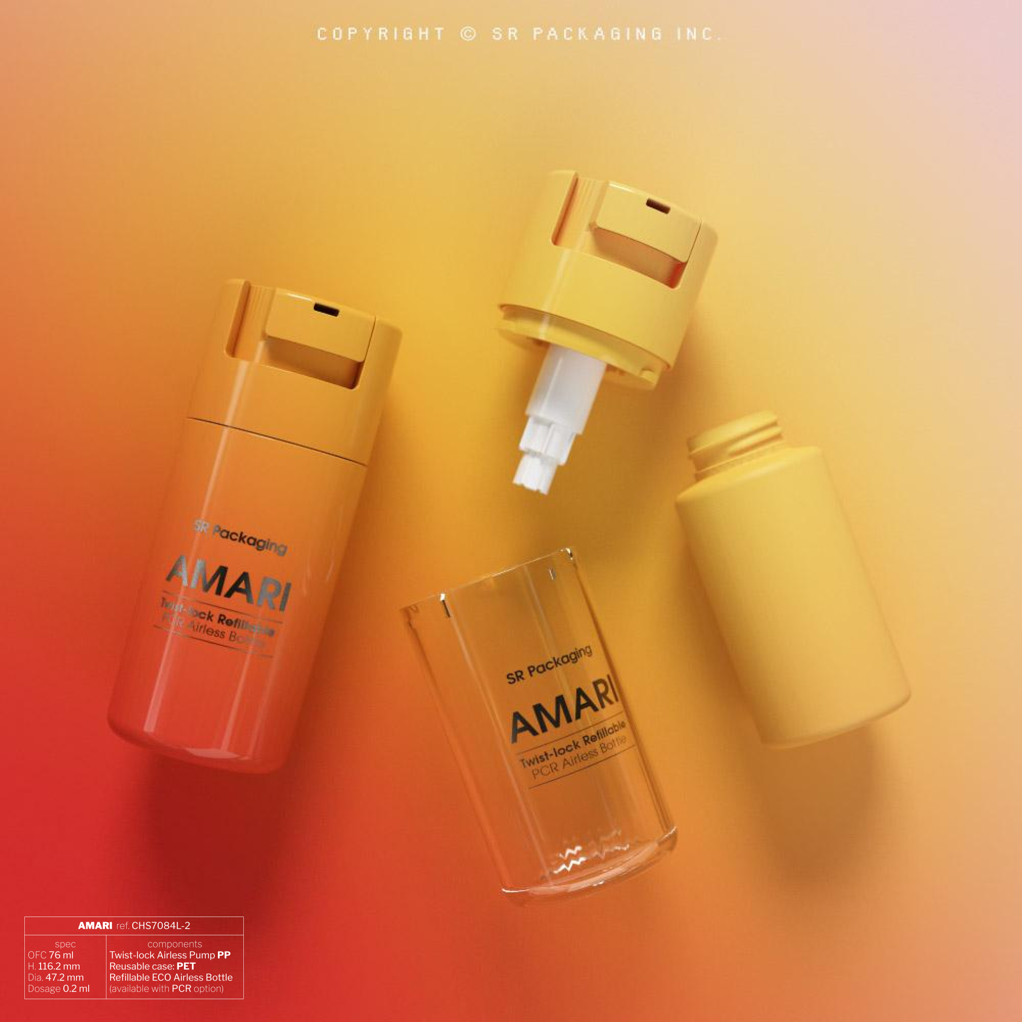 AMARI, Twist-lock, Refillable EBM Airless