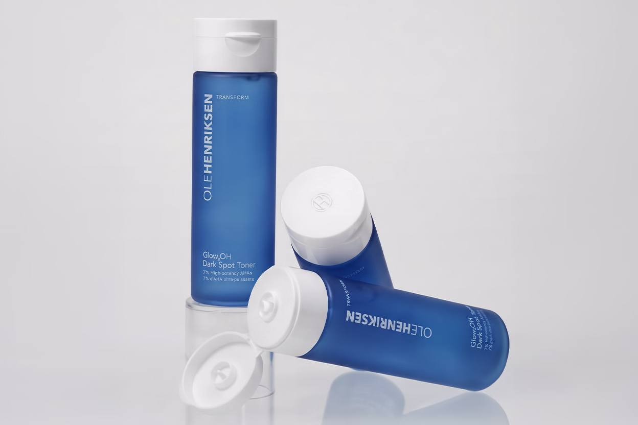Matte PET bottles & textured molding flip-top caps for OLE HENRIKSEN Skincare