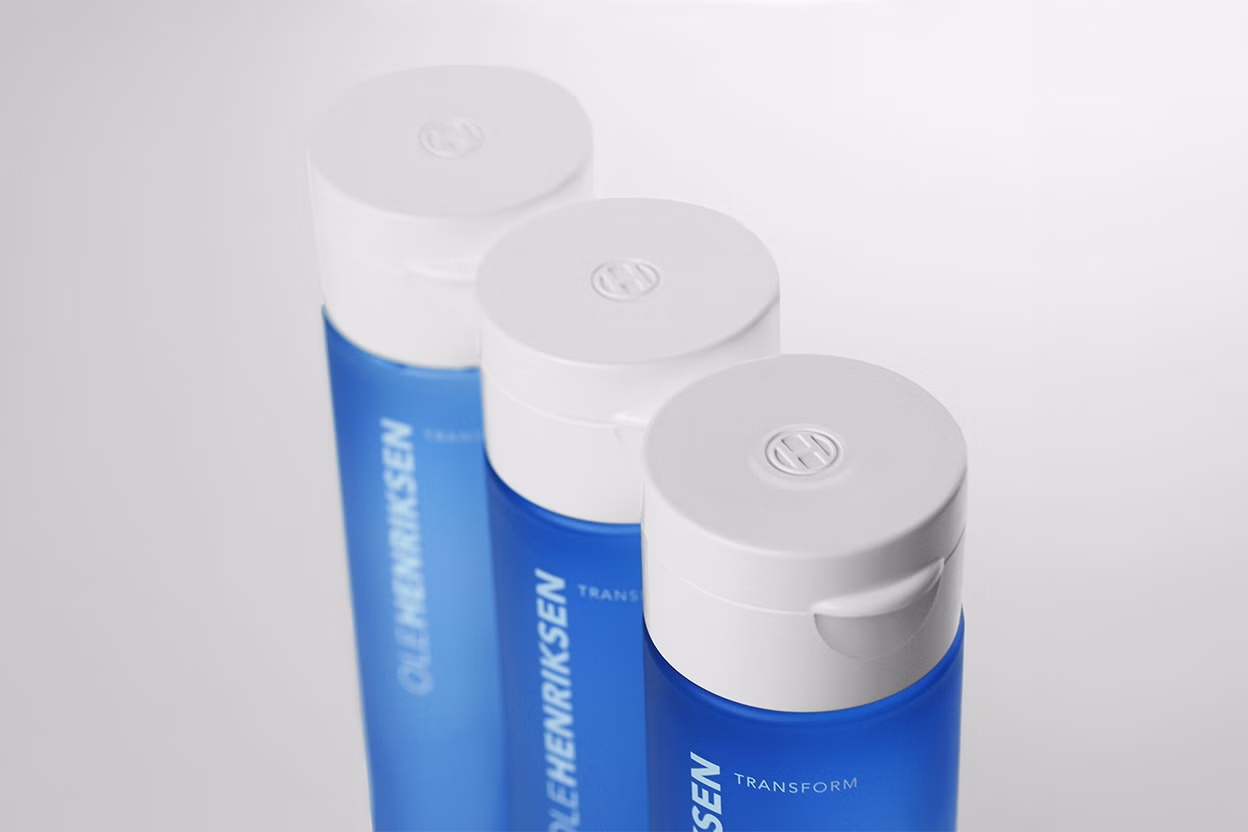 Matte PET bottles & textured molding flip-top caps for OLE HENRIKSEN Skincare