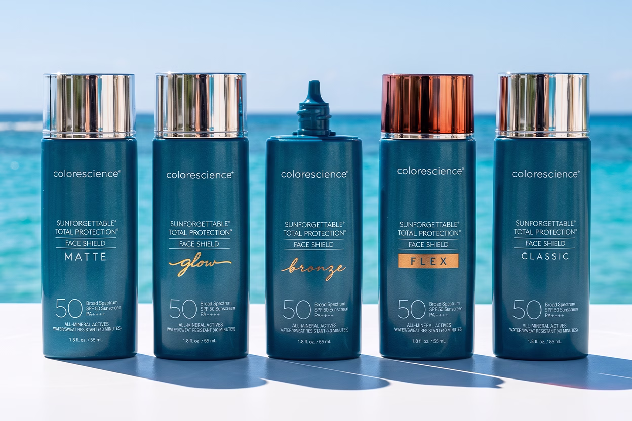 The Bespoke COEX Bottles Made for  Colorescience Face Shield Collection