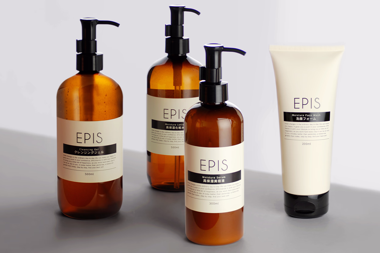 PET bottles, pumps, and tubes for EPIS everyday organic skincare