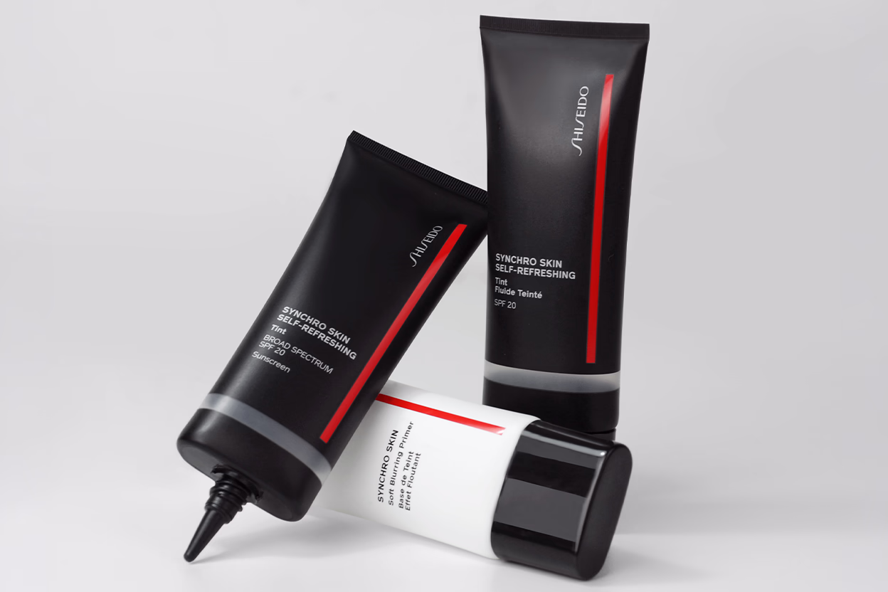 Tailored to needs. SHISEIDO uses super-oval nozzle tubes for Synchro Skin products