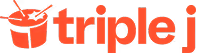 Triple J red logo featuring a stylized face wearing headphones and bold text.