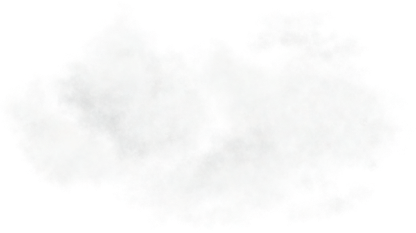 White fluffy cloud with wispy edges on a transparent background.