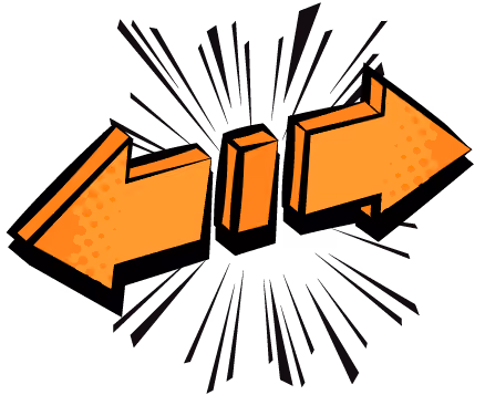 Pop art icon of two orange arrows pointing left and right