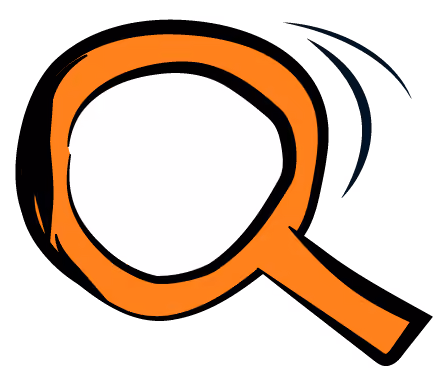 Pop art icon of an orange magnifying glass