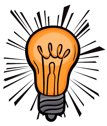 Pop art icon of an orange lightbulb