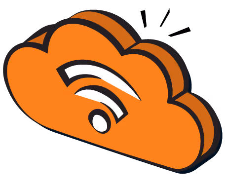 Pop art icon of an orange cloud with a wifi symbol
