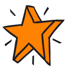 Pop art icon of an orange five-pointed star
