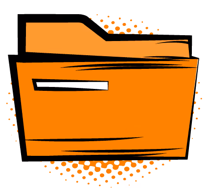 Pop art icon of an orange folder