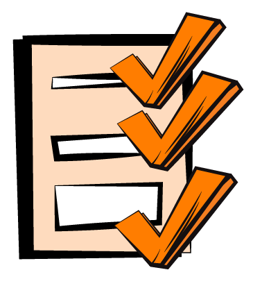Pop art icon of a checklist with three orange ticks