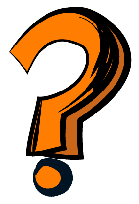 Pop art icon of an orange question mark