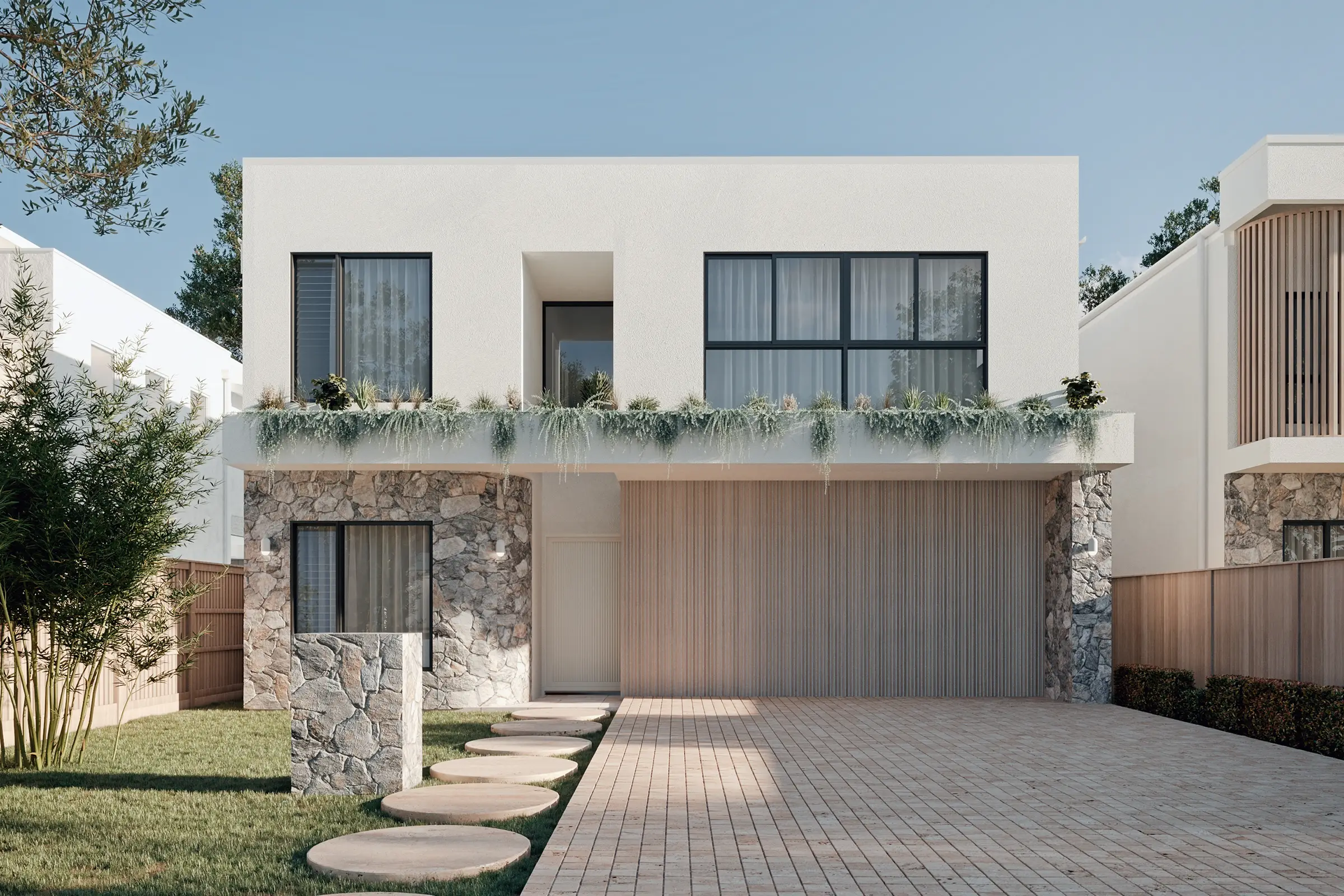 Rendered exterior of the Vela Signature Range home design by Nella